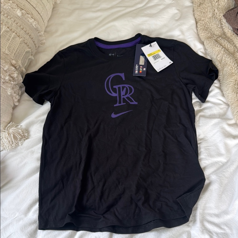 NWT Nike Colorado Rockies Black and Purple Graphic T-Shirt